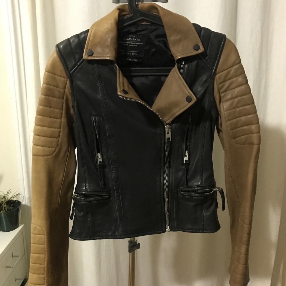 All Saints Leather Motorcycle Jacket.